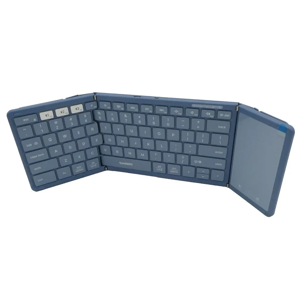 Samsers Full-Size Foldable Bluetooth Keyboard with Large Touchpad, Blue